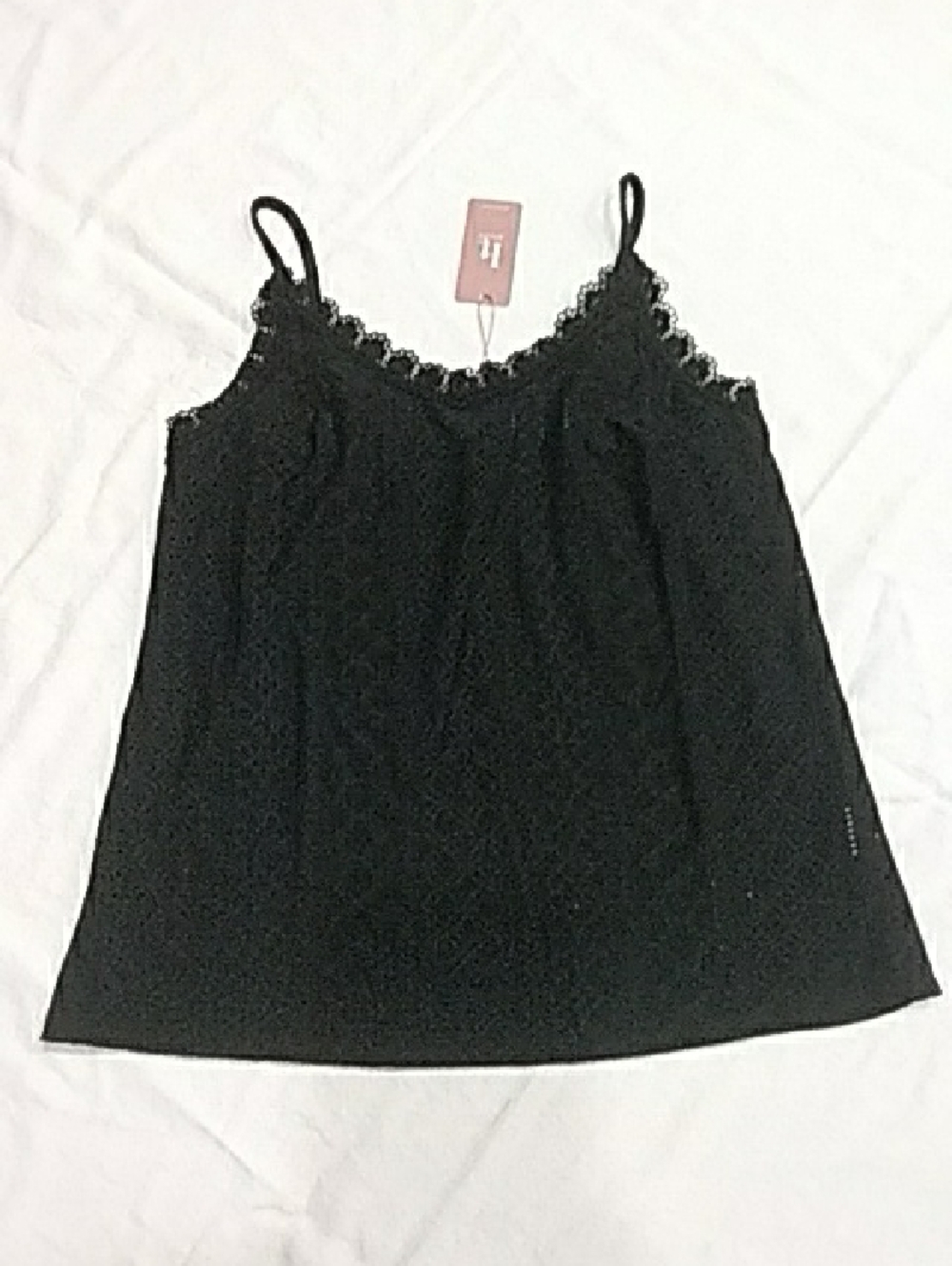 Black Lace-Trim Camisole Tank Top - Women